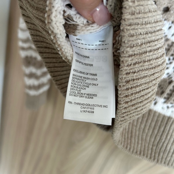 New LAUNDRY by Shelli Segal Crochet Cropped Cardigan Sweater Cream Beige X-Large - Picture 8 of 9